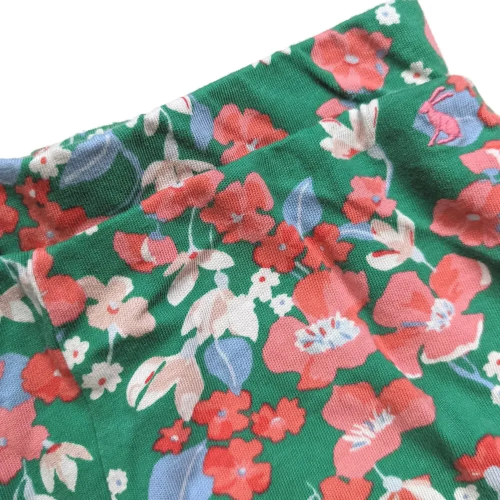 Joules Shorts Girls Sz 7-8y Green Floral Ruffle British